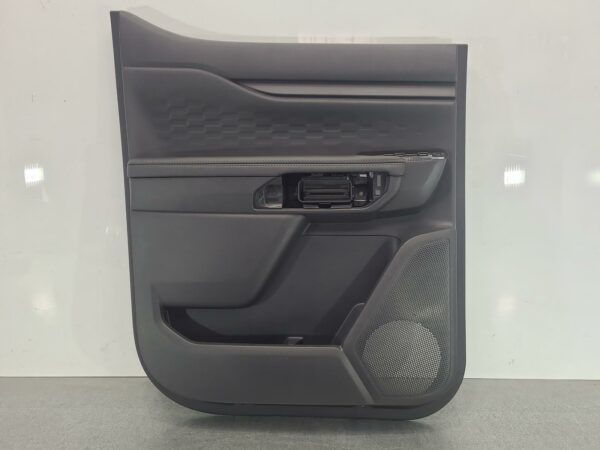 FORD RANGER 2022-2025 DOOR TRIM RA, LH REAR, LEATHER, BLACK, W/ WHITE STITCHING,