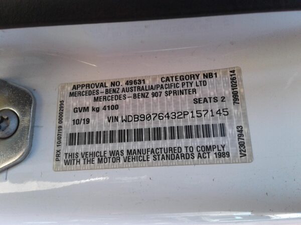 MERCEDES BENZ SPRINTER VS30 05/2018-ON OVERFLOW BOTTLE 3.0L DIESEL TURBO - Image 9