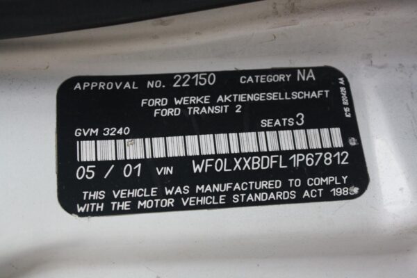 FORD TRANSIT VH-VJ 10/2000-08/2006 INSTRUMENT CLUSTER PETROL NON CLOCK TYPE - Image 10