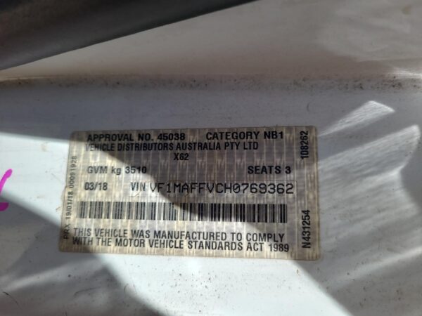 RENAULT MASTER 2011-2024 BODY/DOOR MOULD RH FRONT (NEXT TO FRONT DOOR), X62, 09/ - Image 12