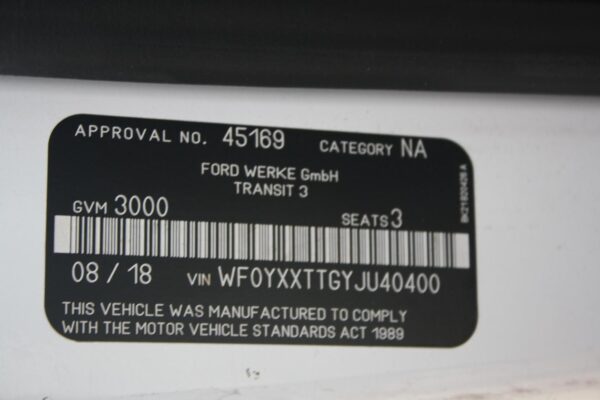 FORD TRANSIT CUSTOM BODY SEAL RUBBER FRONT DOOR (LH SIDE), NON SPORT TYPE, VN, 0 - Image 22