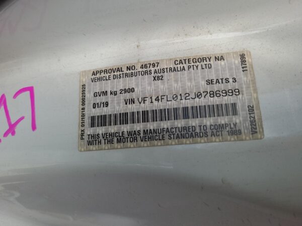 RENAULT TRAFIC 2015-2021 BOOTLID/TAILGATE TAILGATE, X82, 01/15-12/21 - Image 11