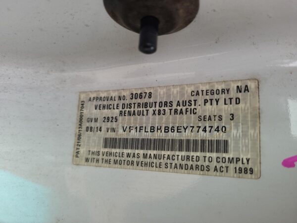 RENAULT TRAFIC 2004-2014 BODY/DOOR MOULD RH B PILLAR, X83, VAN 04/04-12/14 - Image 11