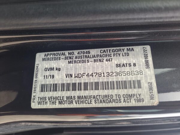 MERCEDES VITO RIGHT AIRBAG SIDE CURTAIN, FRONT, 447, 03/15- 15 16 17 18 19 20 21 - Image 80