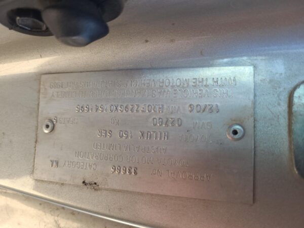 TOYOTA HILUX 2005-2015 BOOTLID/TAILGATE TAILGATE, CENTRE HANDLE TYPE, NON TONNEA - Image 30