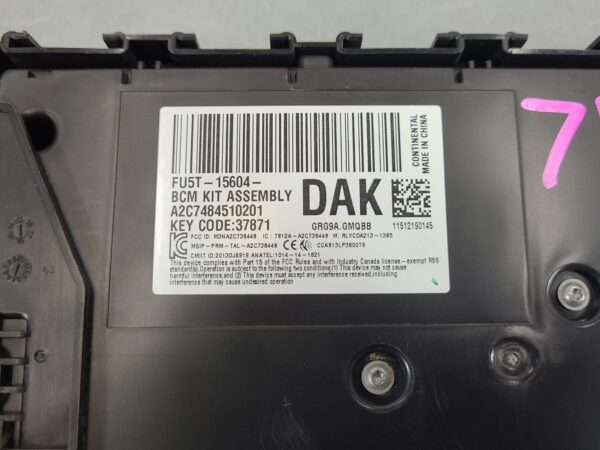 FORD RANGER 2015-2018 ECU PX SERIES 2, BCM W /INTEGRATED FUSE PANEL (UNDER DASH) - Image 3