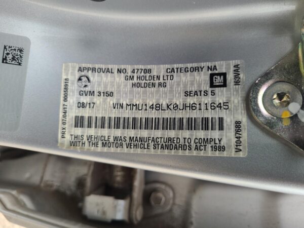 HOLDEN COLORADO A/BAG MODULE/SENSOR RG, MODULE (FRONT TRANS TUNNEL MOUNTED), P/ - Image 35