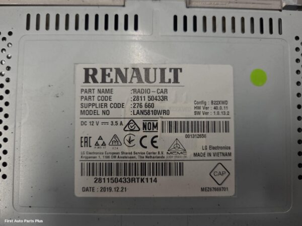 2020 RENAULT MASTER Radio/Cd/Dvd/Sat/Tv