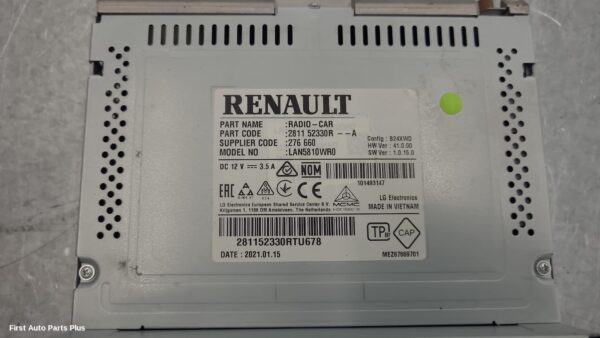 2021 RENAULT MASTER Radio/Cd/Dvd/Sat/Tv