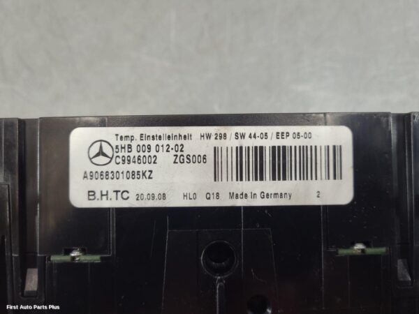 2009 MERCEDES SPRINTER Heater/Ac Controls