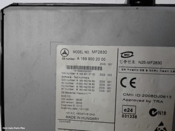 2013 MERCEDES SPRINTER Radio/Cd/Dvd/Sat/Tv