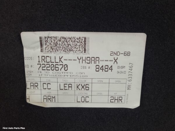 2023 FORD F SERIES 2nd Seat (Rear Seat)
