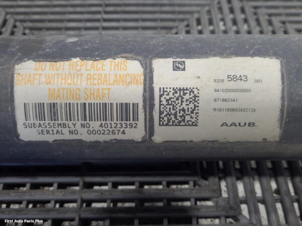 2019 HOLDEN COLORADO Rear Drive Shaft