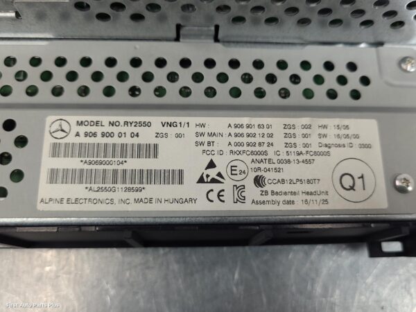 2017 MERCEDES SPRINTER Radio/Cd/Dvd/Sat/Tv