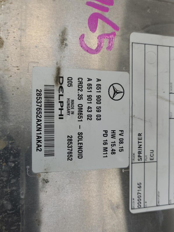 MERCEDES SPRINTER 2006-2018 ECU ENGINE ECU, 2.1, DIESEL, P/N A6519005903, ECU ON - Image 4